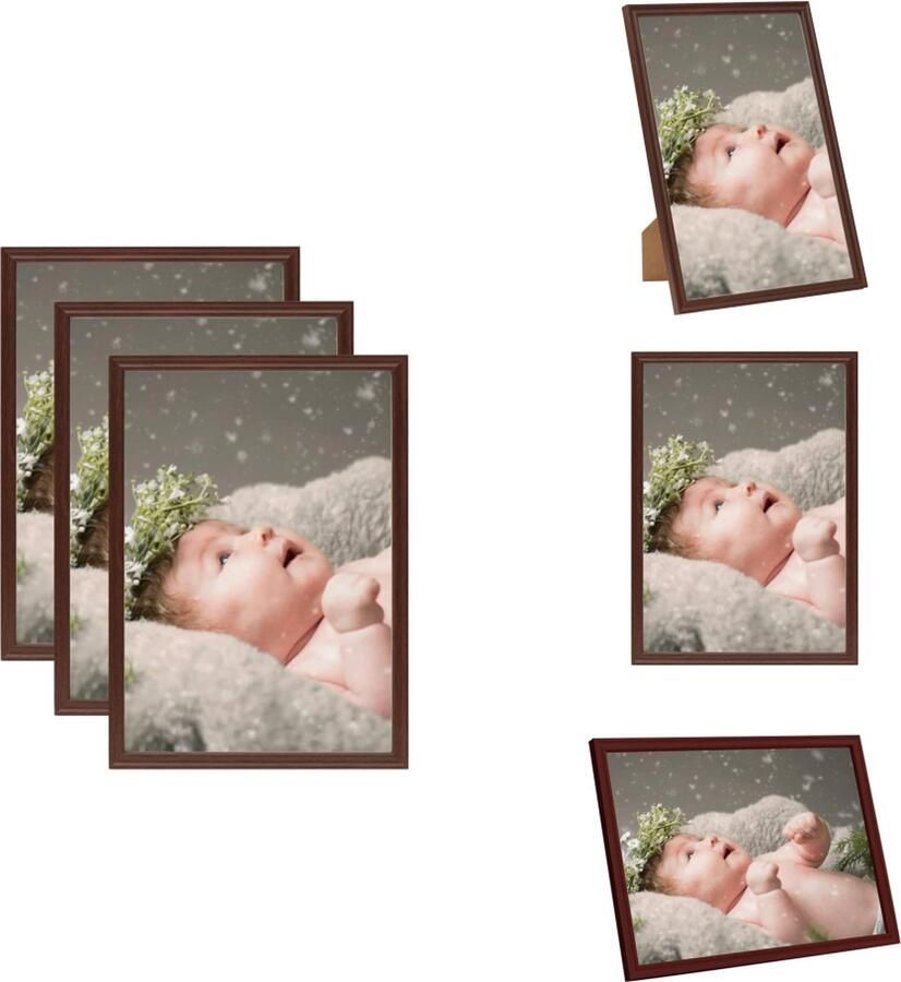 VidaXL Fotolijst Fotolijsten Lijst Lijsten Fotolijsten 3 st voor tafel 10x15 cm MDF donkerrood