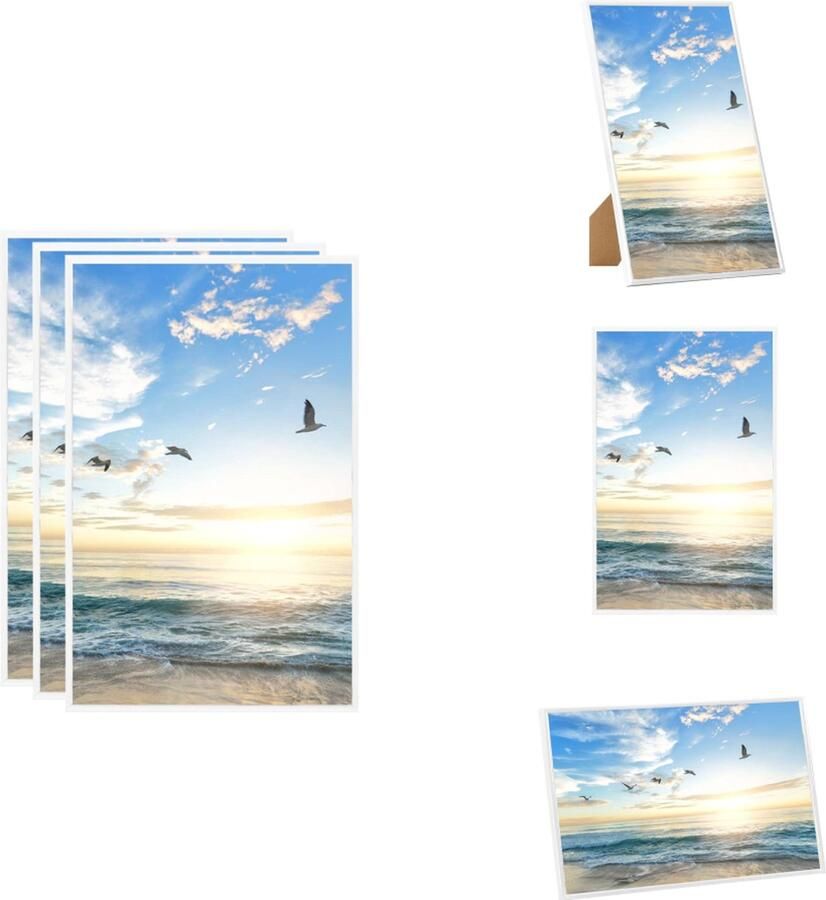 VidaXL Fotolijst Fotolijsten Lijst Lijsten Fotolijsten 3 st voor tafel 10x15 cm MDF wit - Foto 2