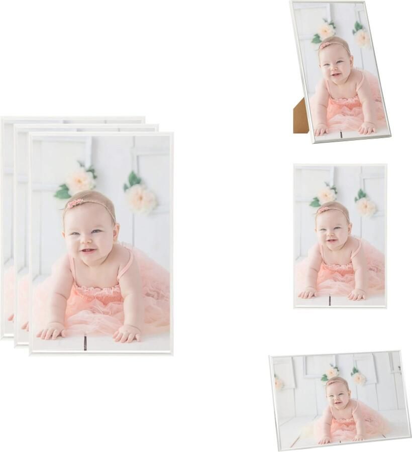 VidaXL Fotolijst Fotolijsten Lijst Lijsten Fotolijsten 3 st voor tafel 10x15 cm MDF zilverkleurig
