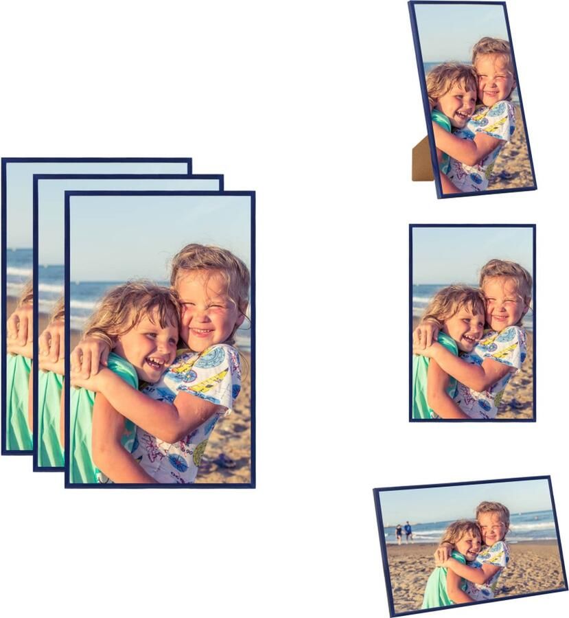 VidaXL Fotolijst Fotolijsten Lijst Lijsten Fotolijsten 3 st voor tafel 13x18 cm MDF blauw - Foto 2