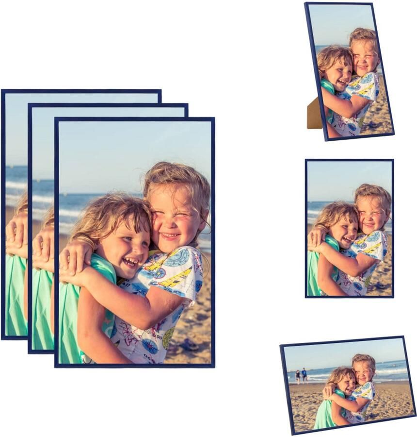VidaXL Fotolijst Fotolijsten Lijst Lijsten Fotolijsten 3 st voor tafel 13x18 cm MDF blauw