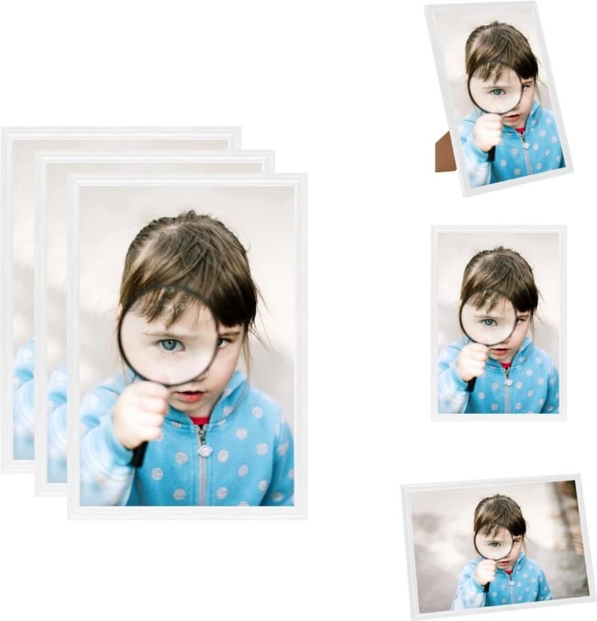 VidaXL Fotolijst Fotolijsten Lijst Lijsten Fotolijsten 3 st voor tafel 15x21 cm MDF wit