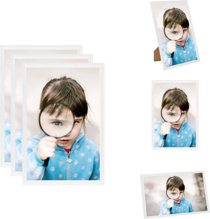 VidaXL Fotolijst Fotolijsten Lijst Lijsten Fotolijsten 3 st voor tafel 21x29 7cm MDF wit
