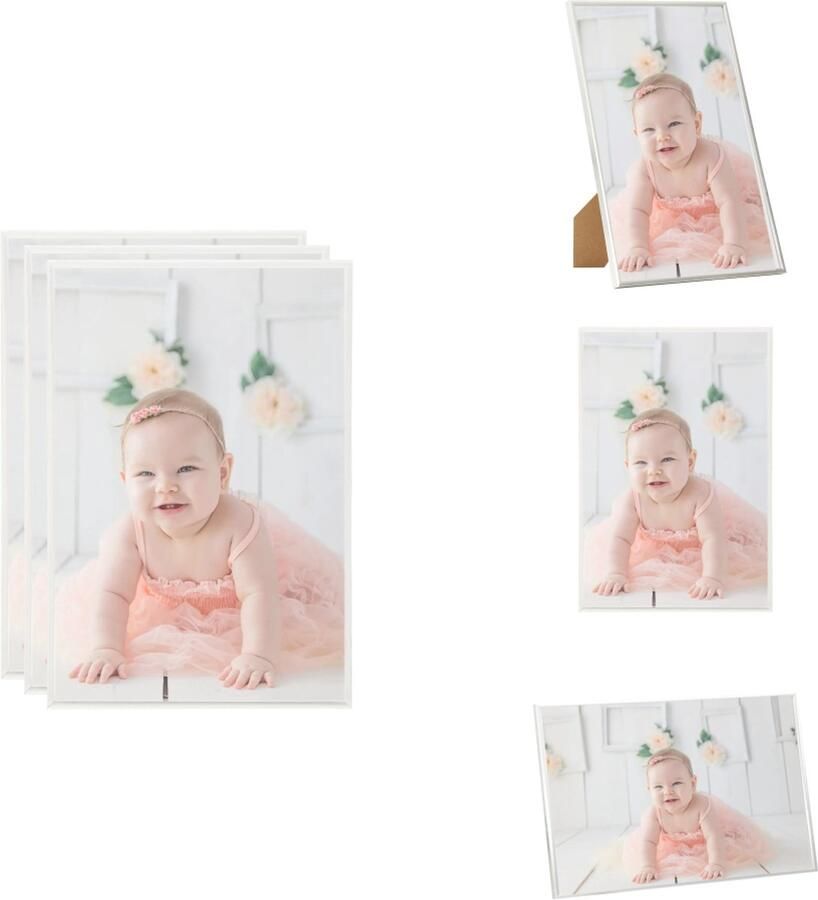 VidaXL Fotolijst Fotolijsten Lijst Lijsten Fotolijsten 3 st voor tafel 21x29 7cm MDF zilverkleurig
