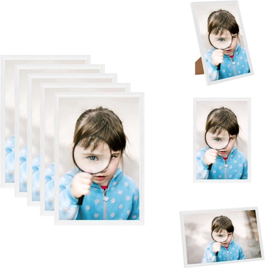VidaXL Fotolijst Fotolijsten Lijst Lijsten Fotolijsten 5 st voor tafel 13x18 cm MDF wit