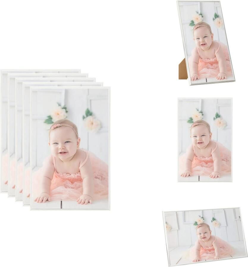 VidaXL Fotolijst Fotolijsten Lijst Lijsten Fotolijsten 5 st voor tafel 13x18cm MDF zilverkleurig