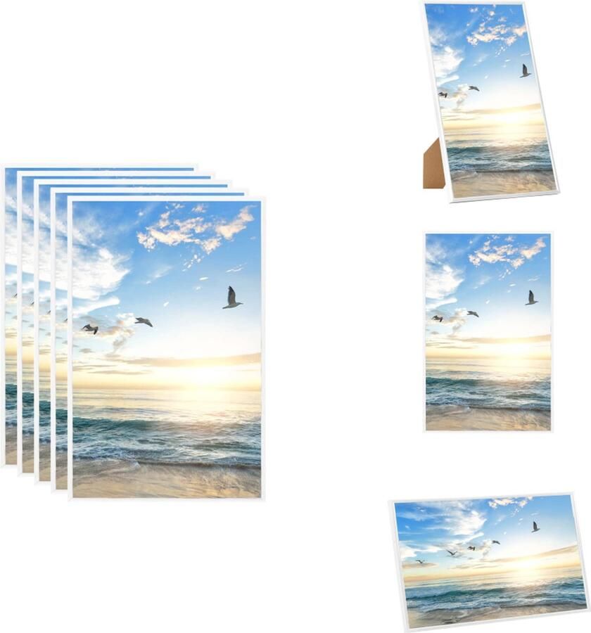 VidaXL Fotolijst Fotolijsten Lijst Lijsten Fotolijsten 5 st voor wand of tafel 13x18 cm MDF wit