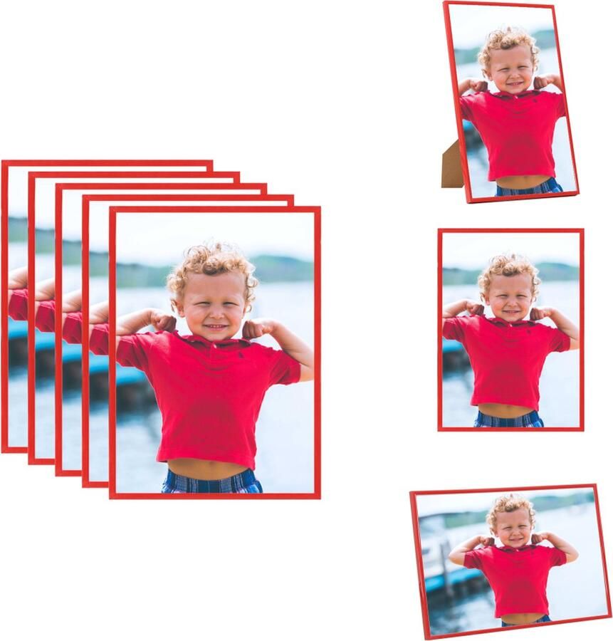 VidaXL Fotolijst Fotolijsten Lijst Lijsten Fotolijsten 5 st voor wand of tafel 70x90 cm MDF rood - Foto 2
