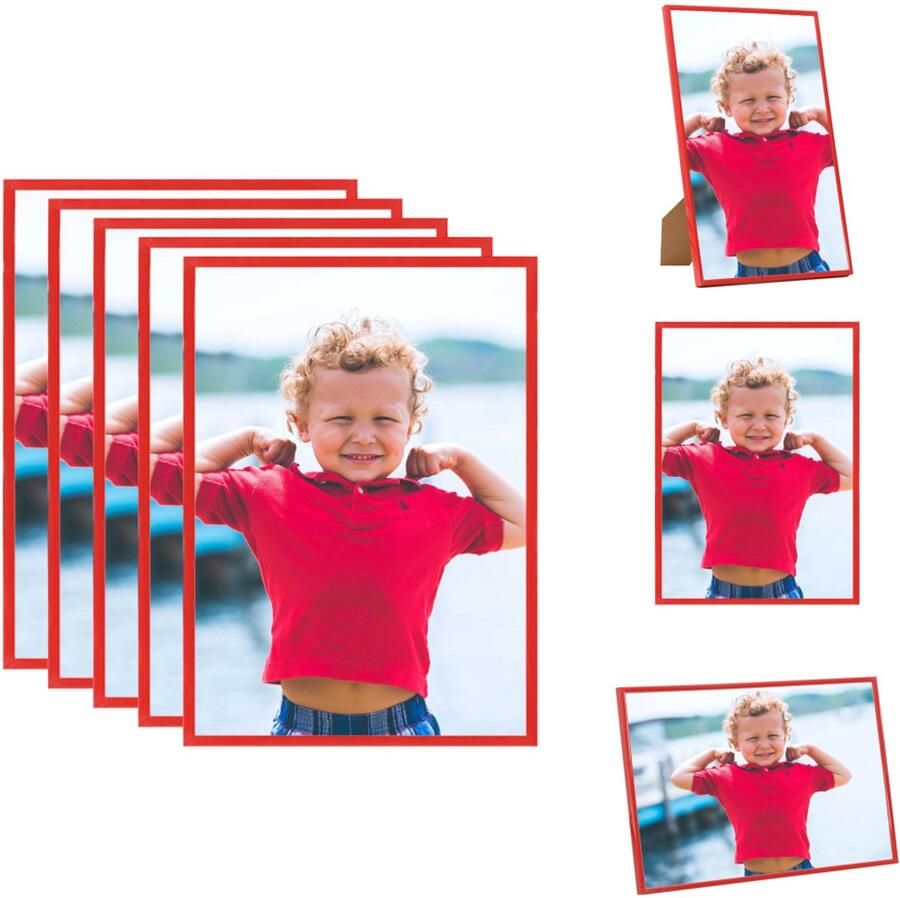 VidaXL Fotolijst Fotolijsten Lijst Lijsten Fotolijsten 5 st voor wand of tafel 70x90 cm MDF rood