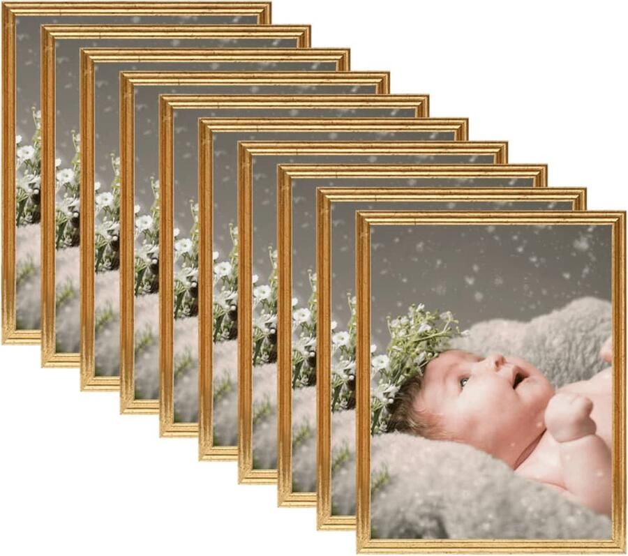 VidaXL Fotolijsten 10 st voor tafel 10x15 cm MDF goudkleurig