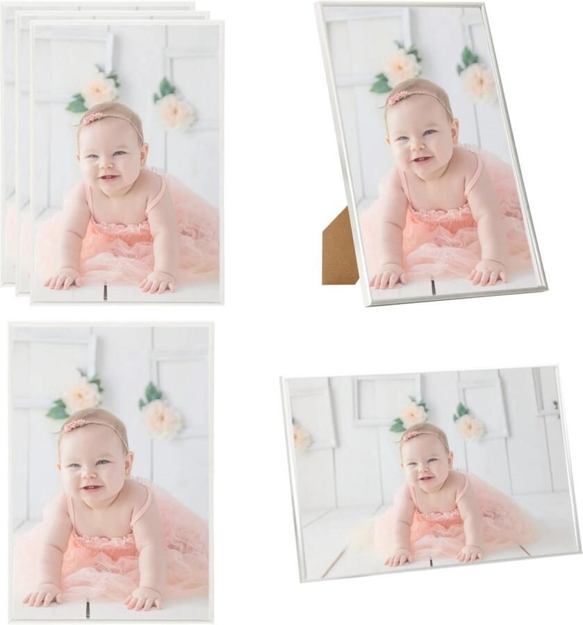VidaXL Fotolijsten 3 st voor tafel 21x29 7cm MDF zilverkleurig Fotolijst Fotolijsten Lijst Lijsten