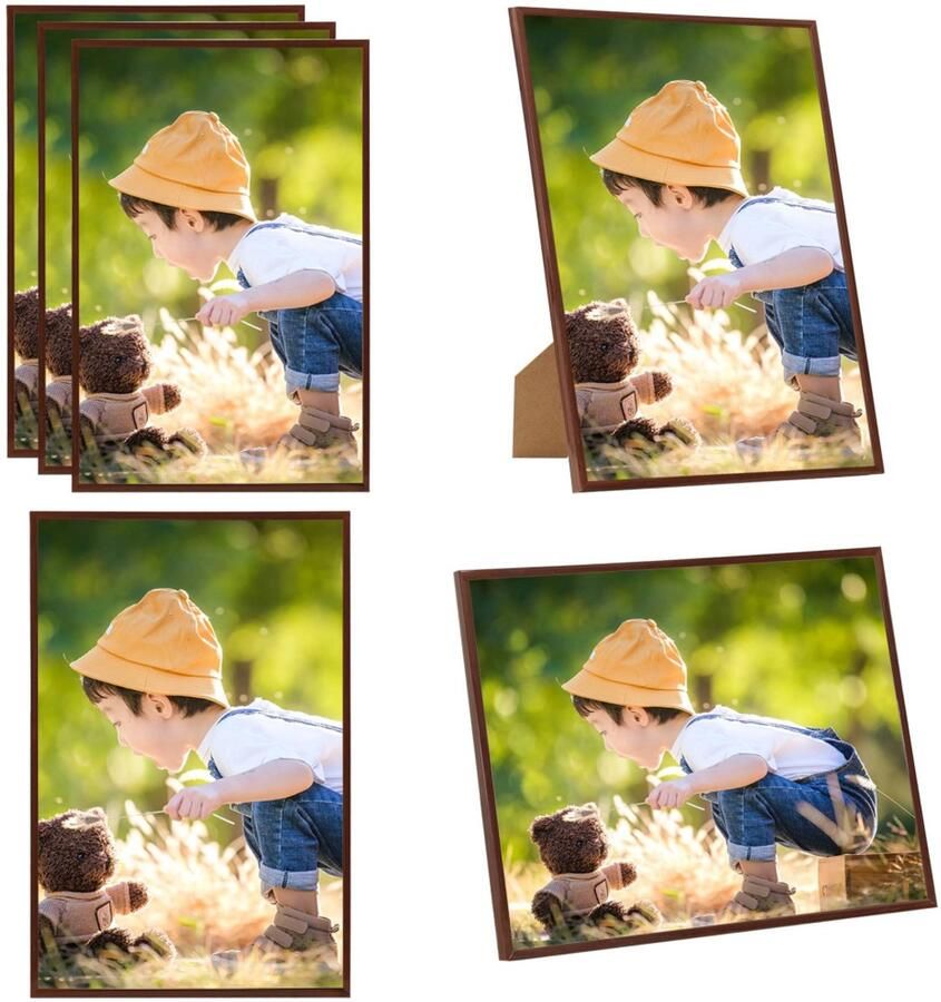 VidaXL Fotolijsten 3 st voor wand of tafel 21x29 7 cm MDFbronskleurig Fotolijst Fotolijsten Lijst Lijsten