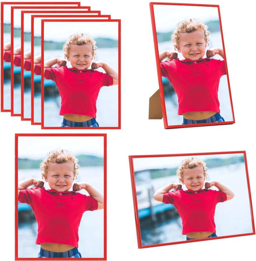 VidaXL Fotolijsten 5 st voor wand of tafel 70x90 cm MDF rood Fotolijst Fotolijsten Lijst Lijsten