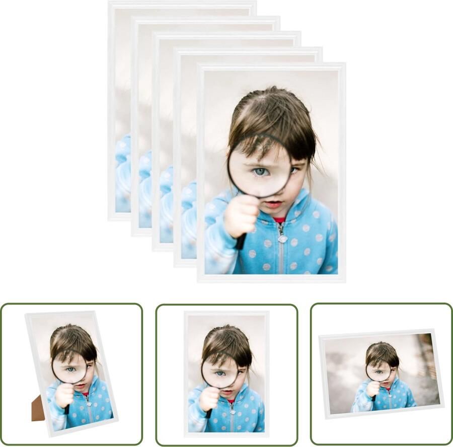 The Living Store Fotolijsten 5 st voor tafel 13x18 cm MDF wit Fotolijst Fotolijsten Witte Fotolijst Mdf Fotolijst Wanddecoratie