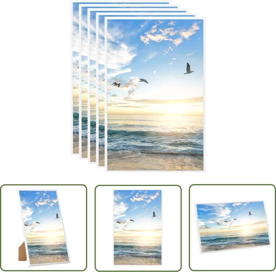 The Living Store Fotolijsten 5 st voor wand of tafel 13x18 cm MDF wit Fotolijst Fotolijsten Lijst Lijsten Fotodecoratie