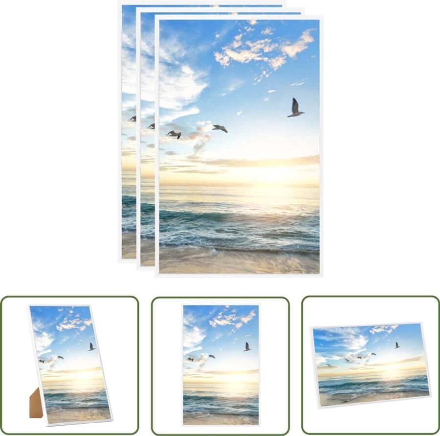 VidaXL Fotolijsten Set van 3 10x15 cm Wit Fotolijst Witte Fotolijst Mdf Fotolijst Set Fotolijsten 10x15 Tafel Fotolijst Wanddecoratie Interieuraccessoires Cadeau Idee