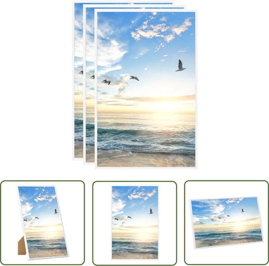 The Living Store Fotolijsten 3 st voor tafel 10x15 cm MDF wit Fotolijsten Fotolijstjes Lijst Lijsten Mdf