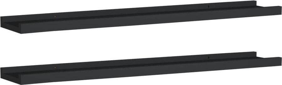 VidaXL Fotoplanken 2 stuks 80x9x3 cm Zwart MDF Fotoplank Wanddecoratie Zwarte Wandplanken Mdf Plank Zwevende Plank