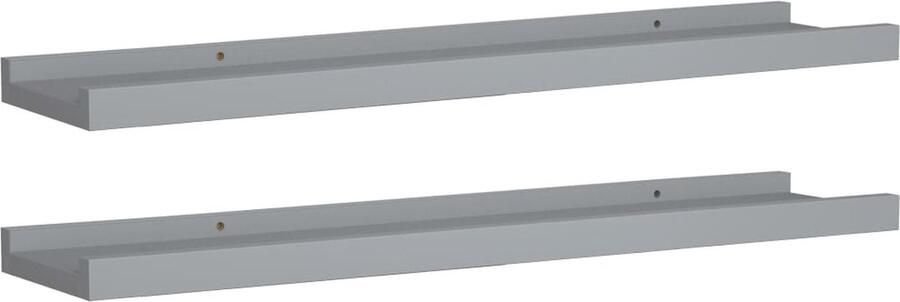 VidaXL Fotoplanken 60x9x3 cm Grijs 2 stuks Fotodisplay Wandplanken Mdf Plank Grijs Wanddecoratie Wanden Decoreren