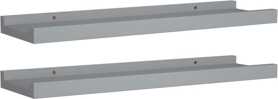 VidaXL Fotoplanken Grijs Set van 2 40x9x3 cm Fotoplanken Wandplanken Mdf Planken Fotodisplay Wanden Decoreren