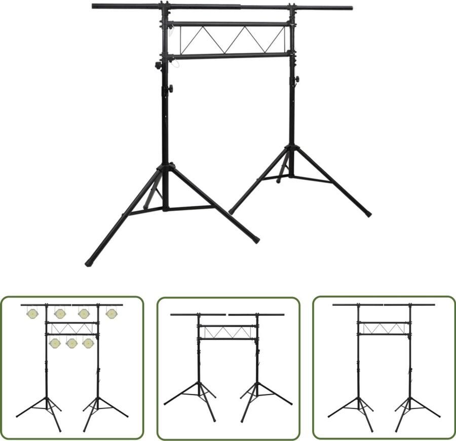 The Living Store Lichtstatief 238x115x(180-300) cm staal Lichtstatief Fotostudio Fotografie Accessoires Led Lampen Bruiloft Fotografen