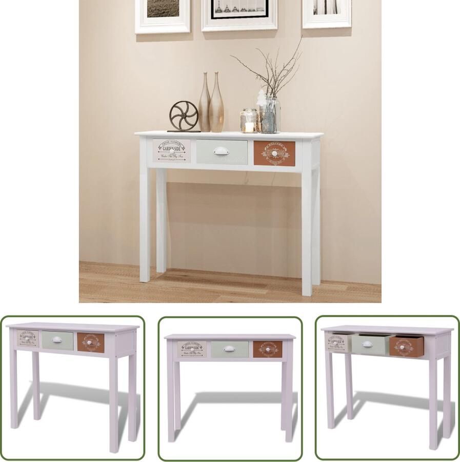 The Living Store Wandtafel Franse stijl hout Wandtafel Landelijke Stijl Kast Dressoir Halkast