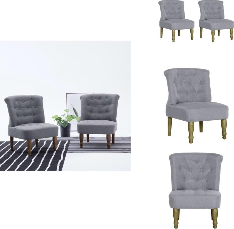 VidaXL Franse Stoel Franse Stoelen Stoel Stoelen Franse stoelen 2 st stof lichtgrijs