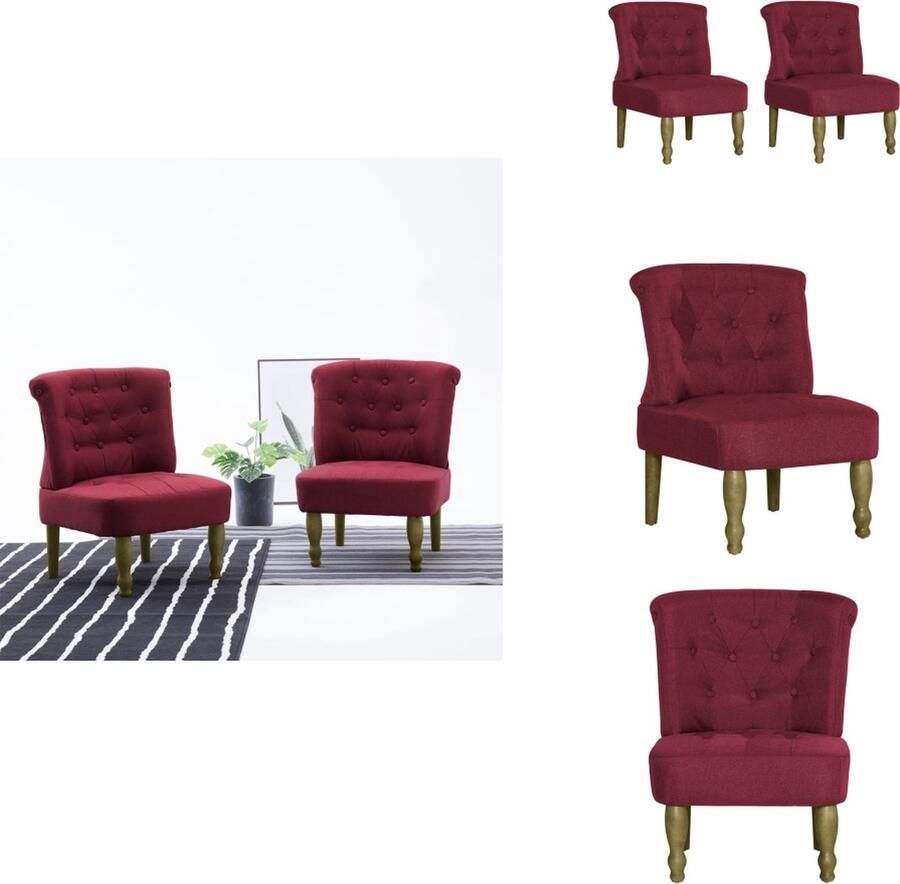 VidaXL Franse Stoel Franse Stoelen Stoel Stoelen Franse stoelen 2 st stof wijnrood
