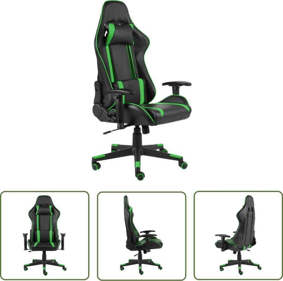 The Living Store Gamingstoel Luxe Hoge Rugleuning Ergonomisch 68x69x(123-133)cm Zwart Groen Gamingstoel Gamerstoel Pc Stoel Bureaustool Ergonomische Stoel - Foto 2