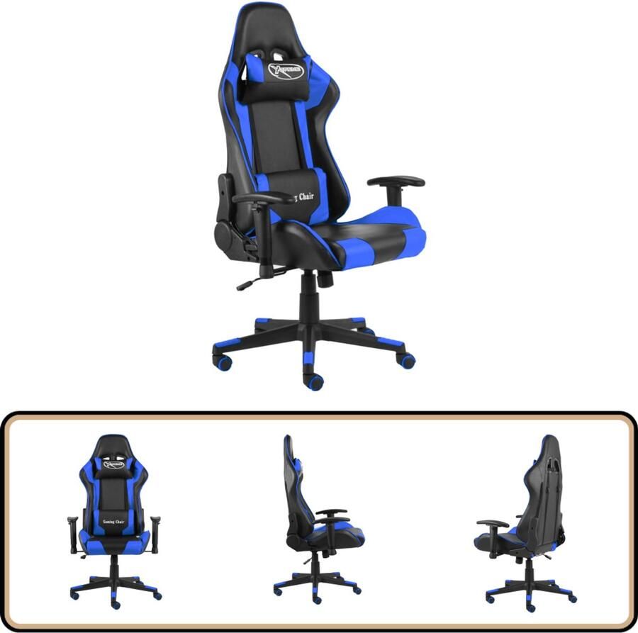 VidaXL Gamestoel Draaibaar Blauw Zwart Ergonomisch Gamingstoel Bureaustoel Pc Gamingstoel Racecarstoel Ergonomische Stoel - Foto 2