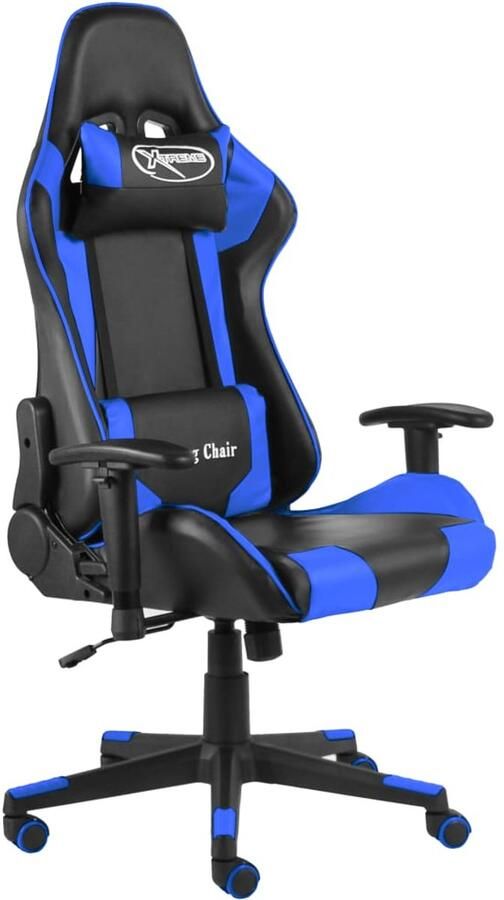 VidaXL Gamestoel Draaibaar Blauw Zwart Ergonomisch Gamingstoel Bureaustoel Pc Gamingstoel Racecarstoel Ergonomische Stoel