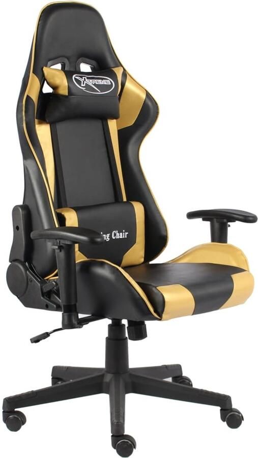 VidaXL Gamestoel Draaibaar Goudkleurig PVC Gamingstoel Ergonomische Stoel Bureaustoel Pc Stoel Racecar Stoel