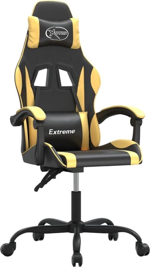 VidaXL Gamestoel Kunstleer Zwart en Goud Gamestoel Gamingstoel Pc Stoel Bureaustoel Zwarte Gamestoel Gouden Gamestoel Kunstleder Gamestoel Verstelbare Gamestoel Ergonomische Stoel