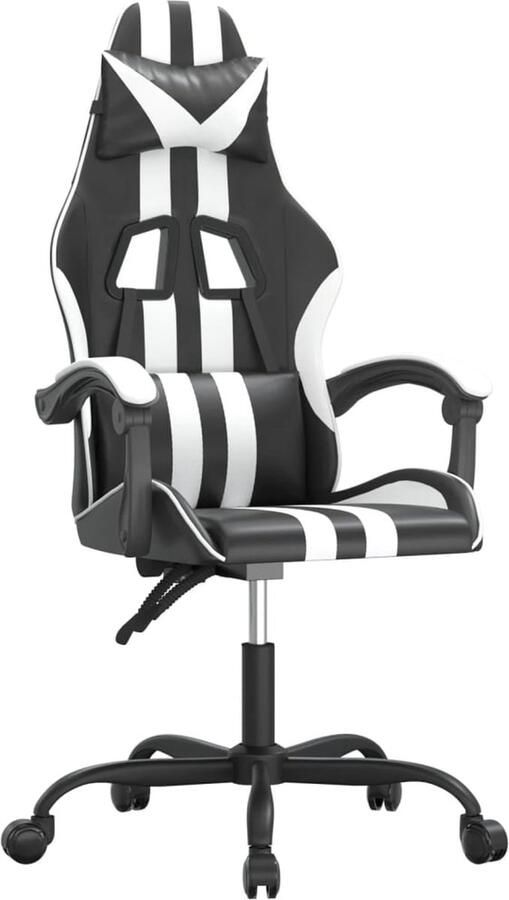 VidaXL -Gamestoel-draaibaar-kunstleer-zwart-en-wit