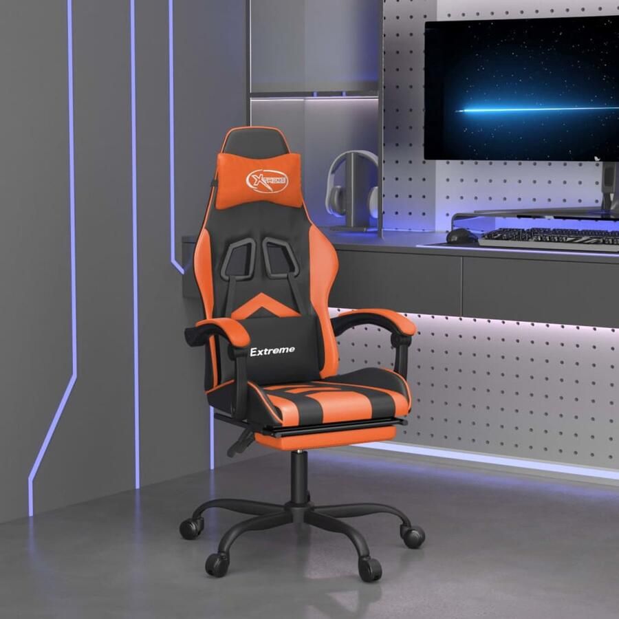 VidaXL Gamestoel Draaibaar Kunstleer Zwart Oranje Gamestoel Gamingstoel Computerstoelen Bureaustolen Ergonomische Stoel