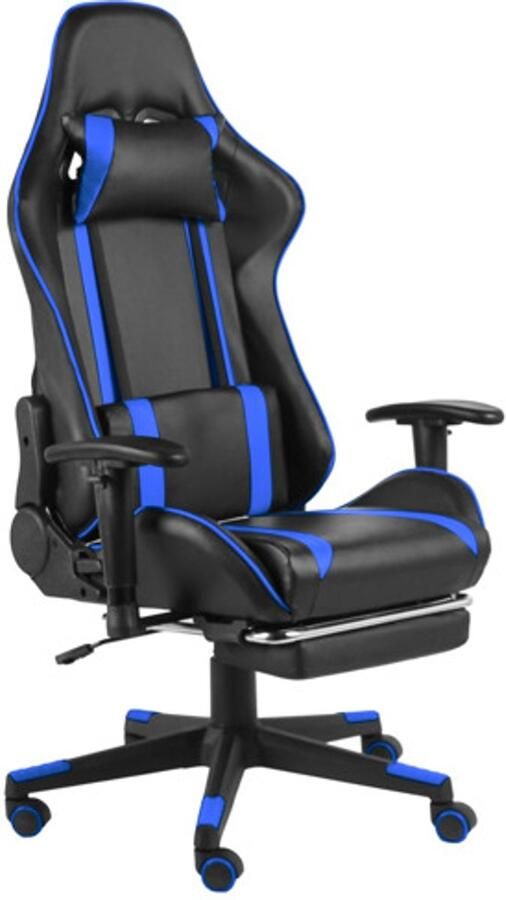 VidaXL -Gamestoel-draaibaar-met-voetensteun-PVC-blauw