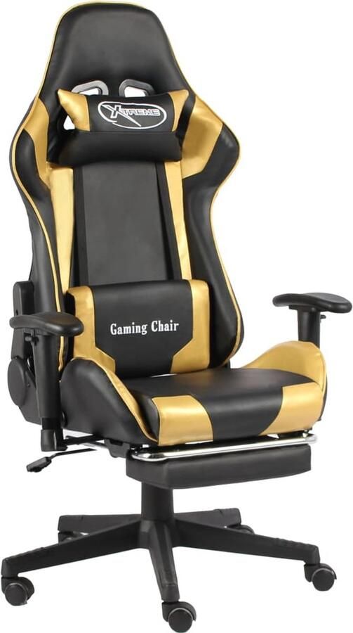 VidaXL Gamestoel Draaibaar PVC Goud Zwart Gamingstoel Luxe Gamingstoel Ergonomische Gamingstoel Hoogrug Gamingstoel Bureaustoel Pc Stoel Gamerstoelen Office Chair - Foto 2