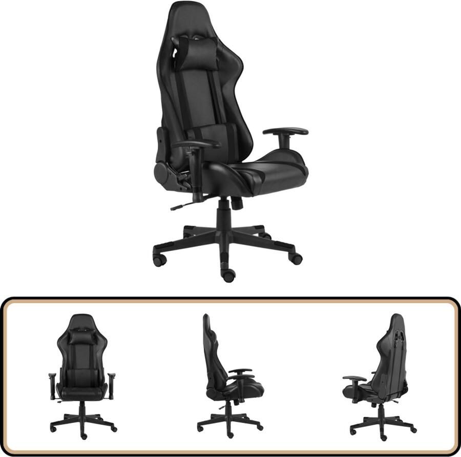 VidaXL Gamestoel Draaibaar Zwart Ergonomisch Design Gamingstoel Bureaustoel Ergonomisch Zwarte Gamingstoel Pc Gamingstoel
