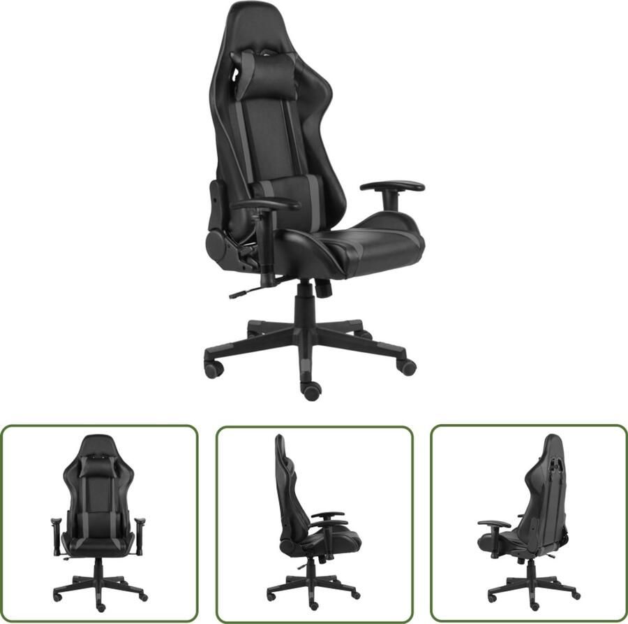 VidaXL Gamestoel Draaibaar Zwart Grijs Gamingstoel Bureaustoel Ergonomische Stoel Pc Stoel Sportstoelen Hoogback Stoel Zwarte Stoel Grijze Stoel