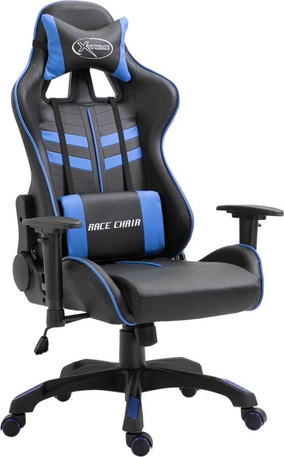 VidaXL Gamestoel Kunstleer Blauw en Zwart Gamingstoel Ergonomische Stoel Bureaustoel Pc Stoel Gamerstoelen Comfortabele Stoel Sportstoel Office Chair - Foto 2