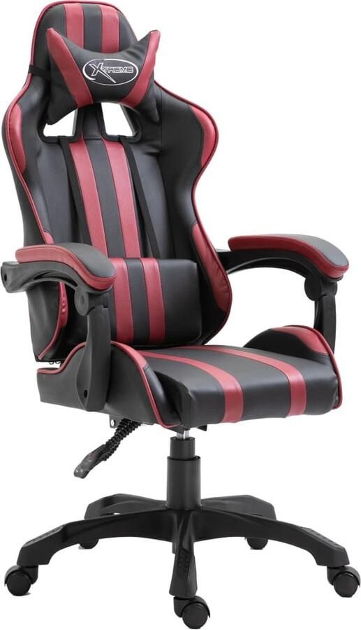 VidaXL Gamestoel Kunstleer Wijnrood en Zwart Gamingstoel Bureaustoel Ergonomische Stoel Racecar Stoel Sportstoel Pc Stoel Gamerstoel Lounge Stoel - Foto 2