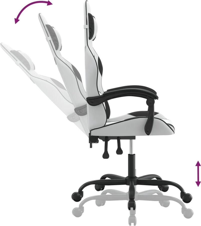 VidaXL Gamestoel Kunstleer Wit en Zwart Gamestoel Gamingstoel Kantoorstoelen Bureaustool Ergonomische Stoel