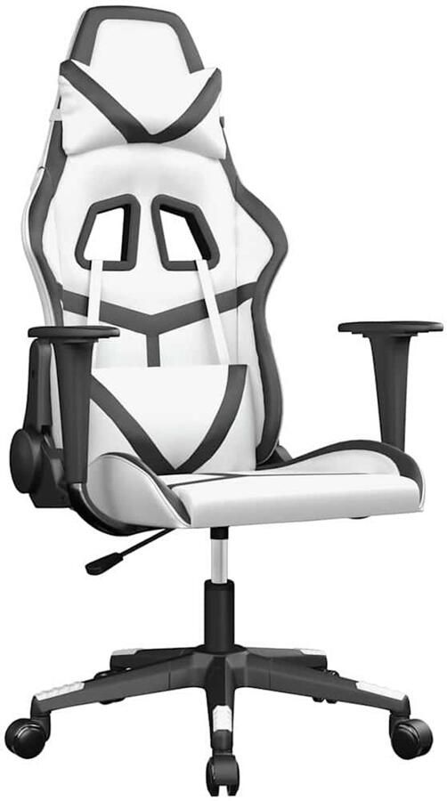 VidaXL -Gamestoel-kunstleer-wit-en-zwart - Foto 3
