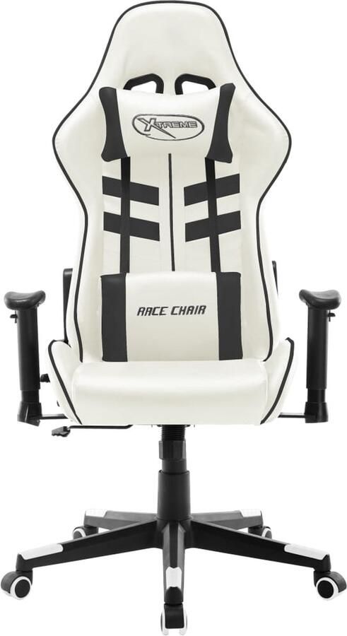 VidaXL Gamestoel Kunstleer Wit Zwart Gamingstoel Racecarstoel Gamingaccessoires Kantoorstoel Bureaustoel Comfortabele Stoel Ergonomische Stoel Witte Stoel Zwarte Stoel