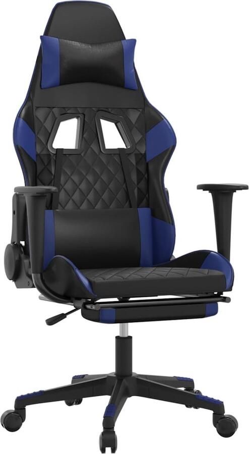 VidaXL Gamestoel Kunstleer Zwart en Blauw Gamingstoel Gamestoel Bureaustoel Racecarstoel Computerstoel Ergonomische Stoel Verstelbare Stoel Zwarte Stoel Blauwe Stoel