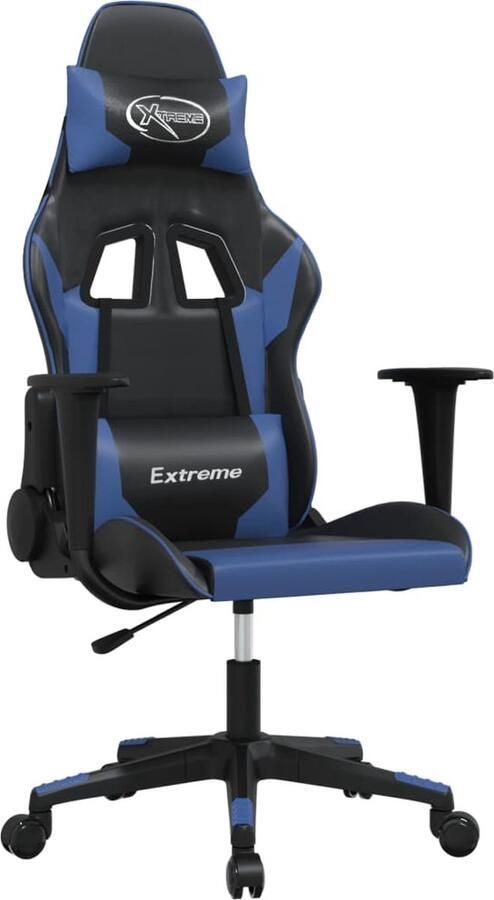 VidaXL Gamestoel Kunstleer Zwart en Blauw Gamingstoel Gamingchair Bureaustoel Kantoorstoel Esportsstoel