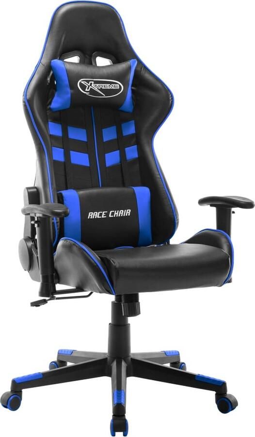 VidaXL Gamestoel Kunstleer Zwart en Blauw Gamingstoel Gamingstoelen Pc Stoel Kantoorstoel Bureaustoel Ergonomische Stoel Sportstoel Racecar Seat - Foto 2