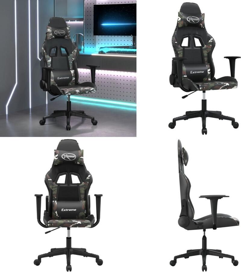 VidaXL Gamestoel kunstleer zwart en camouflage Gamingstoel Gamingstoelen Televisiestoel Racingstoel