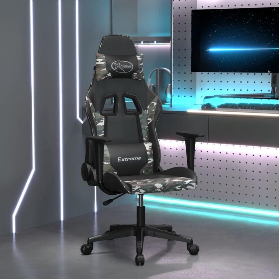 VidaXL Gamestoel Kunstleer Zwart en Camouflage Gamingstoel Gamingstoelen Televisiestoel Racingstoel