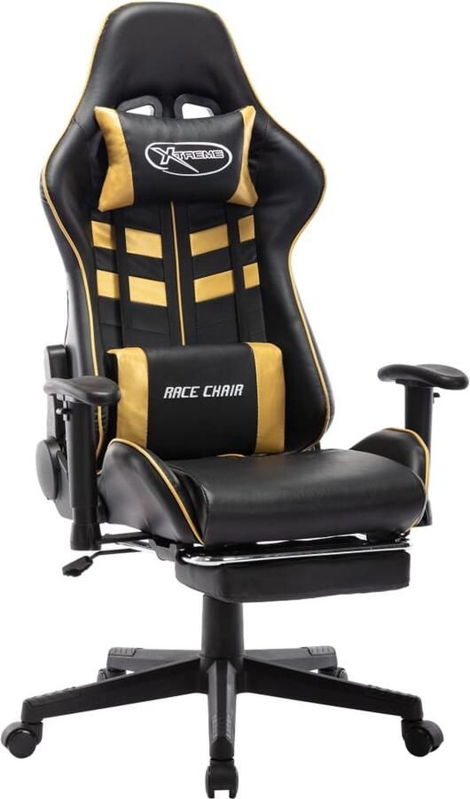VidaXL Gamestoel kunstleer zwart en goud Gamestoel Gamingstoel Bureaustoel Ergonomische Stoel Kantoorstoel Zwarte Stoel Gouden Stoel Sportstoel - Foto 2